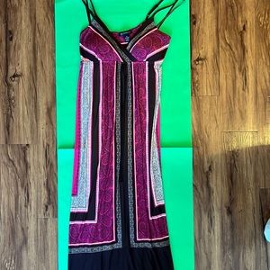 INC. Womens Long symmetrical summer dress. Beautiful  pink-brown color block.
